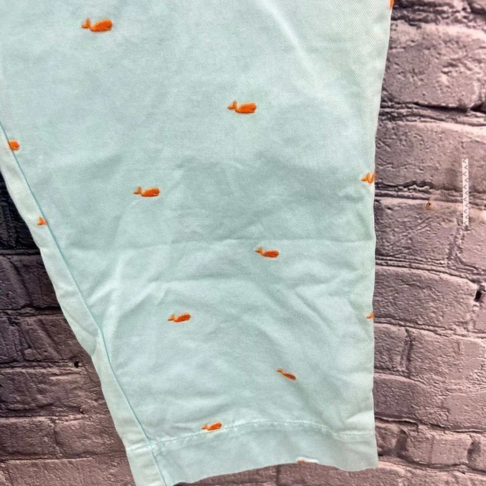 J Crew Critter Broken In Chino Pants Crop Length Whales Blue Size 2 - Picture 8 of 10